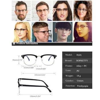 Titan Plastic Ochelari de Citit Semi-fără ramă Bărbați Ochelari de vedere Femei Nou Hipermetropie Cadou pentru tata +1.50 +2.00 +2.50 +3.00 R101