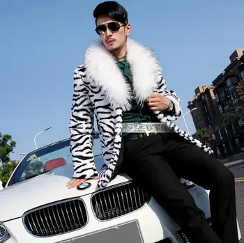 Toamna blană faux din piele geaca barbati de iarna de cald îngroșa model Zebra blană haină de piele barbati vrac jachete jaqueta de couro B156