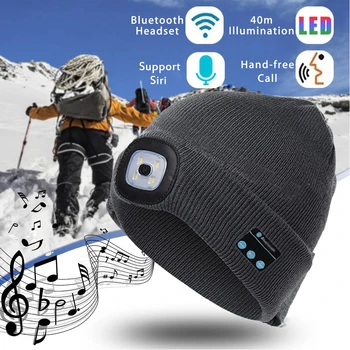 Toamna Iarna Tricotate Cald Beanie Capace Pentru Om Adult Femei Casual Bluetooth LED Pălărie Wireless Inteligent Cap Căști Difuzor