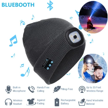 Toamna Iarna Tricotate Cald Beanie Capace Pentru Om Adult Femei Casual Bluetooth LED Pălărie Wireless Inteligent Cap Căști Difuzor