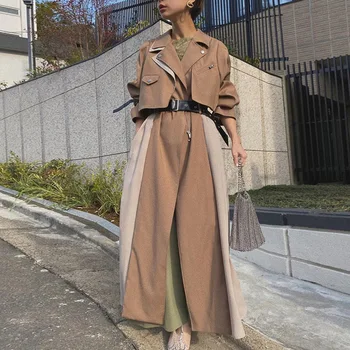 Toamna Kaki Lung Trenci Ofițeresc Femei Coreeană Japonia Canadiană De Moda Doamnă Birou Streetwear Strat De Sex Feminin Casual Sacouri Sacou