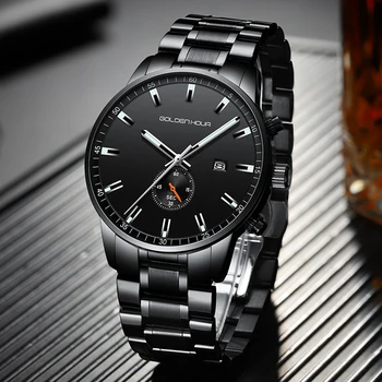 Top Brand de Lux GOLDENHOUR Bărbați Ceas de Afaceri Impermeabil Ceasuri de mână de Moda Cuarț Bărbați Ceas Masculin Ceas Relogio Masculino