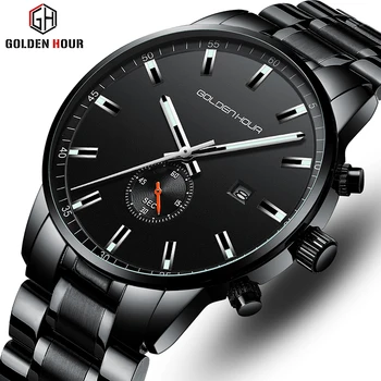 Top Brand de Lux GOLDENHOUR Bărbați Ceas de Afaceri Impermeabil Ceasuri de mână de Moda Cuarț Bărbați Ceas Masculin Ceas Relogio Masculino