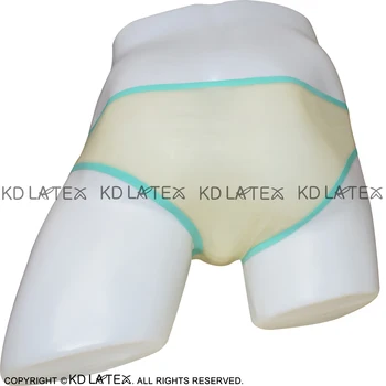 Transparente Sexy Latex Boxeri Eoliene Crucea Alb Și Verde Jad Ornamente de Cauciuc Chilotei pantaloni Scurți, Chiloți Lenjerie DK-0136
