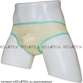 Transparente Sexy Latex Boxeri Eoliene Crucea Alb Și Verde Jad Ornamente de Cauciuc Chilotei pantaloni Scurți, Chiloți Lenjerie DK-0136