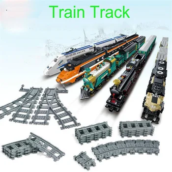 Trenuri de oraș Tren Flexibil de Cale Ferată care Traversează Direct Curbat Șine Figura Blocuri de Construcție DIY Cărămizi Jucarii Pentru Copii