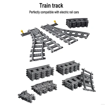 Trenuri de oraș Tren Flexibil de Cale Ferată care Traversează Direct Curbat Șine Figura Blocuri de Construcție DIY Cărămizi Jucarii Pentru Copii