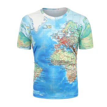 Tricouri funny 3d t-shirt 2017 hip-hop Fashion Mens Rece Harta Lumii amuzant 3D de Imprimare T-Shirt Îmbrăcăminte de Vară, Topuri Teuri Z0424