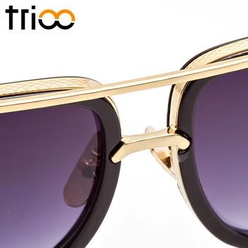 TRIOO Pătrat Maro ochelari de Soare pentru Barbati Brand de Lux de Designer Cadru Metalic de Aur Oculos de Înaltă Calitate Gradient de Lentile de Ochelari de Soare Pentru Barbati