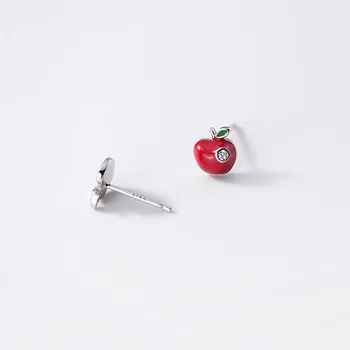 TrustDavis Real Argint 925 Moda 2021 Fructe Asimetrice Apple Stud Cercel Pentru Femei Nuntă Minimalist Bijuterii DB114