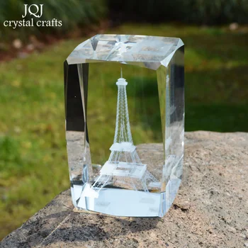 Turnul Eiffel Cristal Cub 3D cu Laser Gravat Celebra Clădire de Sticlă în Miniatură Meserii Decorațiuni interioare de Lux Cadouri