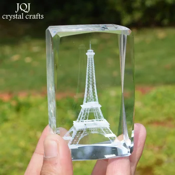 Turnul Eiffel Cristal Cub 3D cu Laser Gravat Celebra Clădire de Sticlă în Miniatură Meserii Decorațiuni interioare de Lux Cadouri