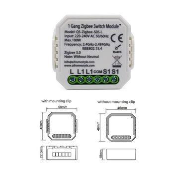 Tuya Produse de Origine Inteligentă Smart Switch Module Zigbee-S05-ÎN Zero Foc Versiunea On-Off de Lucru Dispozitiv Cu Alexa de Start Google