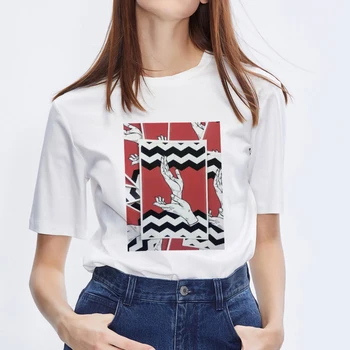 Twin Peaks Groază TV Series Print Supradimensionat Tricou Femei Haine de Vară ' 80 ' 90 Topuri de Epocă Harajuku Cămașă Albă Streetwear
