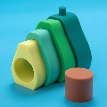 TYRY.HU Avocado Bloc Silicon Teether Moale Jenga Blocuri de Pliere 3D Joc Educativ Jucării BPA Free