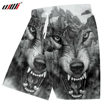 UJWI de Vară pentru Bărbați Imprimare Crazy Wolf 3d pantaloni Scurți de Bord Om Hip Hop Sportwear Casual pantaloni Scurți cu Talie Elastic din Poliester Boxeri Pantaloni