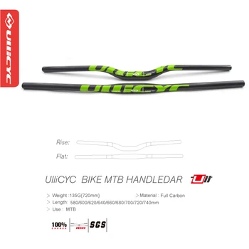 Ullicyc MTB Fibra de Carbon Bicicleta Ghidon Plat/Creșterea Ghidon piese de Biciclete de Munte 31.8*580/600/620/640/660/680/700/720/740mm