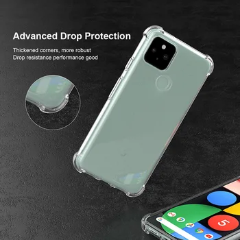 Ultra Subțire Clar Silicon Caz de Telefon Pentru Google Pixel 5 Moale TPU Transparent, Capac Spate cu Sticla Ecran Protector