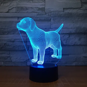 Un Câine Labrador Catelus Amice 3D Lampa LED cu 7 Culori Schimbare Cablu USB sau 3AA Baterie Iluminat Dormitor Noutate Cadouri Copii