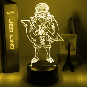 UNA BUCATA Monkey D. Luffy Figura Copii Lumina de Noapte Led-uri Alimentat de la Baterie Senzor Tactil Veioza pentru Decor Acasă 3d Lampa Luffy