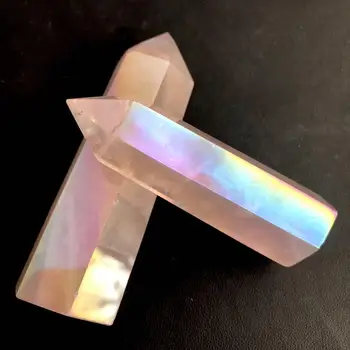 Unghiul Aura rose Cuarț de Cristal Bagheta puncte pentru Vindecare piatra de cristal cadouri