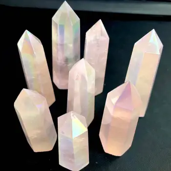 Unghiul Aura rose Cuarț de Cristal Bagheta puncte pentru Vindecare piatra de cristal cadouri
