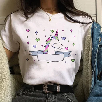 Unicorn harajuku femei drăguț desen animat amuzant ulzzang 90 streetwear tricou coreeană stil grunge feminin Casual t-shirt îmbrăcăminte