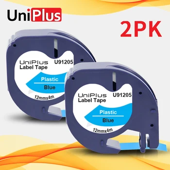 UniPlus 2PK 91335 91205 Negru pe Albastru Imprimanta Panglica Înlocui DYMO 91225 LT Plastic Eticheta Banda 12mm pentru Letratag Imprimantă de Etichete XR