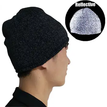 Unisex Reflectorizante Knit Beanie Pălărie de Iarnă Caldă Noapte de Funcționare Femei și pălării de Ciclism Pentru Barbati Capace de Siguranță în aer liber de Mers pe jos D7C1