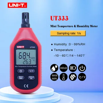UNITATEA UT333 Mini Temperatura Umiditate Metru Interioară în aer liber Higrometru Indicație Suprasarcină Unitatea de Conversie LCD cu Iluminare din spate