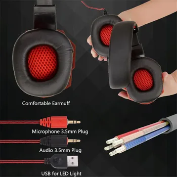 UNITOP căști stereo Muzică prin căști cu Fir Căști de Calculator Gaming Headset PS4 cu Microfon Lumină LED-uri pentru PC Gamer Căști