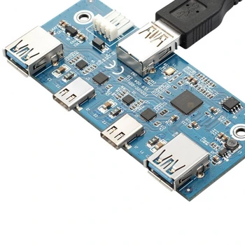 USB-C & USB 3.0 HUB 4 Porturi pe Panoul Frontal la Placa de baza 20Pin Cablu Conector de 3.5