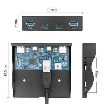 USB-C & USB 3.0 HUB 4 Porturi pe Panoul Frontal la Placa de baza 20Pin Cablu Conector de 3.5