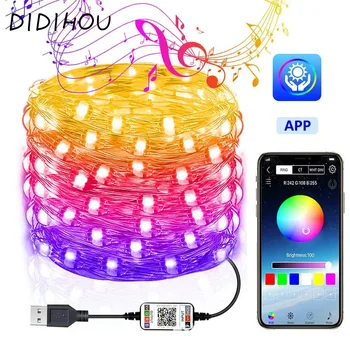 USB LED String Lumina Bluetooth App de Control Inteligent Ghirlanda Twinkly Anul Nou Casa de Crăciun Cameră Decor în aer liber Lumini de Basm