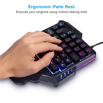 USB Wired Gaming Tastatura cu Retroiluminare LED 35 Cheile sades Largă Mâna să se Odihnească într-O mână Membrana RGB gaming Keyboard pentru LOL/PUBG/CF
