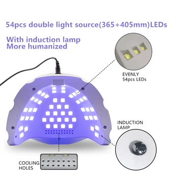 UV Led Lampa de Unghii pentru Unghii Manichiura 168W 54pcs Led-uri de Unghii Uscător de Gel Lac oja fotopolimerizare Gheață Lampa Display LCD Mașină