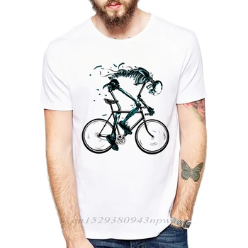 Uzate Biciclete tricouri Barbati Amuzant Schelet de biciclete Design Maneci Scurte O-neck Tricouri Moda Sku ' l ' l Stil Topuri Tricouri