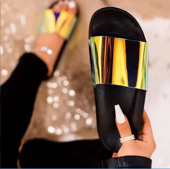 Vara Femeie Plat, Papuci de casă Bomboane Jeleu de Culoare de Pantofi Femeie Transparente Diapozitive Femei Flip Flops pentru Femei Pantofi de Plaja si Papuci de Vara