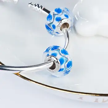 Video! Blues de iarnă margele de sticla farmecele Argint 925 Bratari acces & Brățări pentru Femei Bijuterii VDLL004