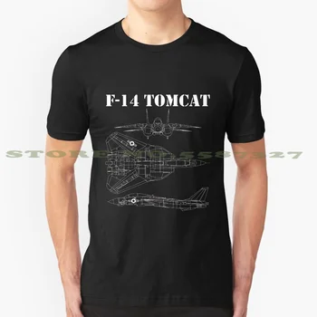 Vintage Alb F14 Tomcat Avion Schematică Jet F - 14 Cămașă De Viteze Alb Negru Tricou Pentru Barbati Femei Suveniruri Militare