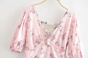 Vintage loveshackfancy LENNOX rochie femei v-neck maneca scurta din satin vară rochie de imprimare roz papioanele nou-veniți în 2019