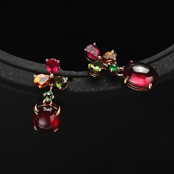 Vintage multicolor pietre pretioase de rubin roșu zirconiu diamante picătură cercei pentru femeile crescut de culoare de aur de bijuterii bijoux petrecere de moda cadouri