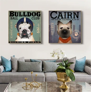 Vintage Poster Beagle, Bulldog Cairn Câine Pictura Arta De Perete Retro Câini Decor De Perete Panza Pictura Living Decortion Cuadros