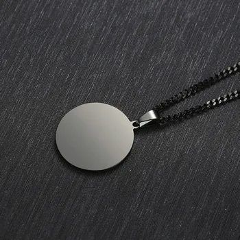 Vnox Negru Gravat Sigiliul de Șapte Arhangheli Pandantive pentru Bărbați din Oțel Inoxidabil Rotunde Amuleta Coliere cu 24 de