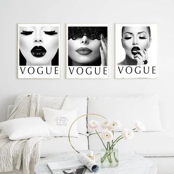 Vogue Figura Nordic Minimalist În Alb Și Negru Postere Si Printuri De Arta De Perete Panza Pictura Pe Perete Poza Pentru Living Decorul Camerei