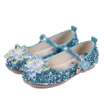VOGUEON Fete Argint Roz Culoare Albastru Printesa Sandale Snow Queen Elsa Sclipici Pantofi de Dans Copii, Accesorii de Petrecere Ziua de nastere