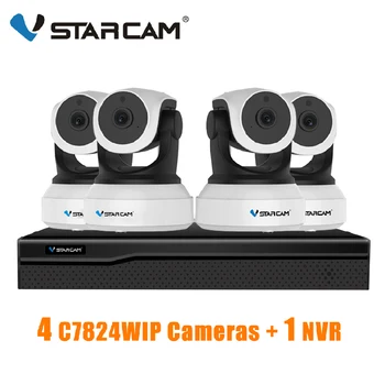 VStarcam 1 NVR 8CH + 4 BUC C7824WIP 720P HD Camera IP Wireless IR-Cut Viziune de Noapte Înregistrare Audio de Rețea CCTV Camera IP de Interior