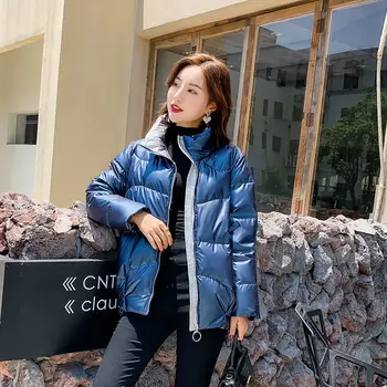 Vânzare specială în jos Jacheta Femei Scurta Stil Suprafață Strălucitoare 2020 Noua Moda Stil coreean Mid-Lungime Jacheta de Iarna