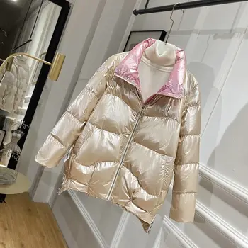 Vânzare specială în jos Jacheta Femei Scurta Stil Suprafață Strălucitoare 2020 Noua Moda Stil coreean Mid-Lungime Jacheta de Iarna