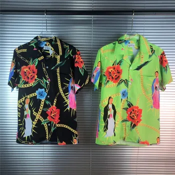 WACKO MARIA Hawaii Tricou de Imprimare Digitală Bărbați Femei Teuri Streetwear Shirt mens de moda tendințe de îmbrăcăminte